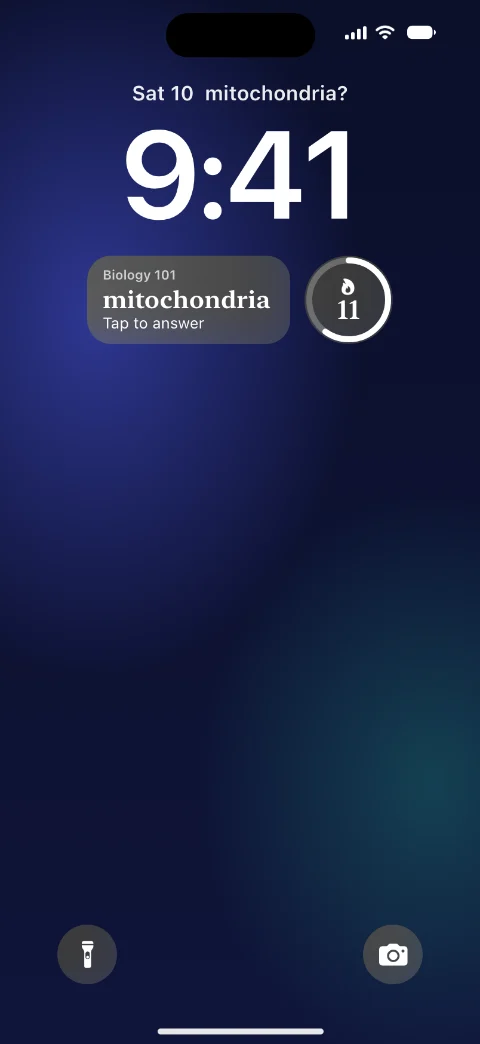 A Lock Screen with a Terminus widget that shows the card mitochondria.